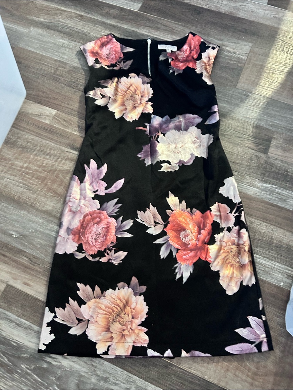 50%offW❤️Vintage OVI black Purple Pink Floral Satin Dress Med 166